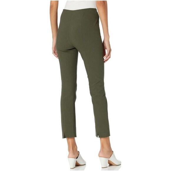 Vince Pants Womens Medium Green Front Seam Ponte Stretch Ankle Slit Side Zip - Picture 2 of 14